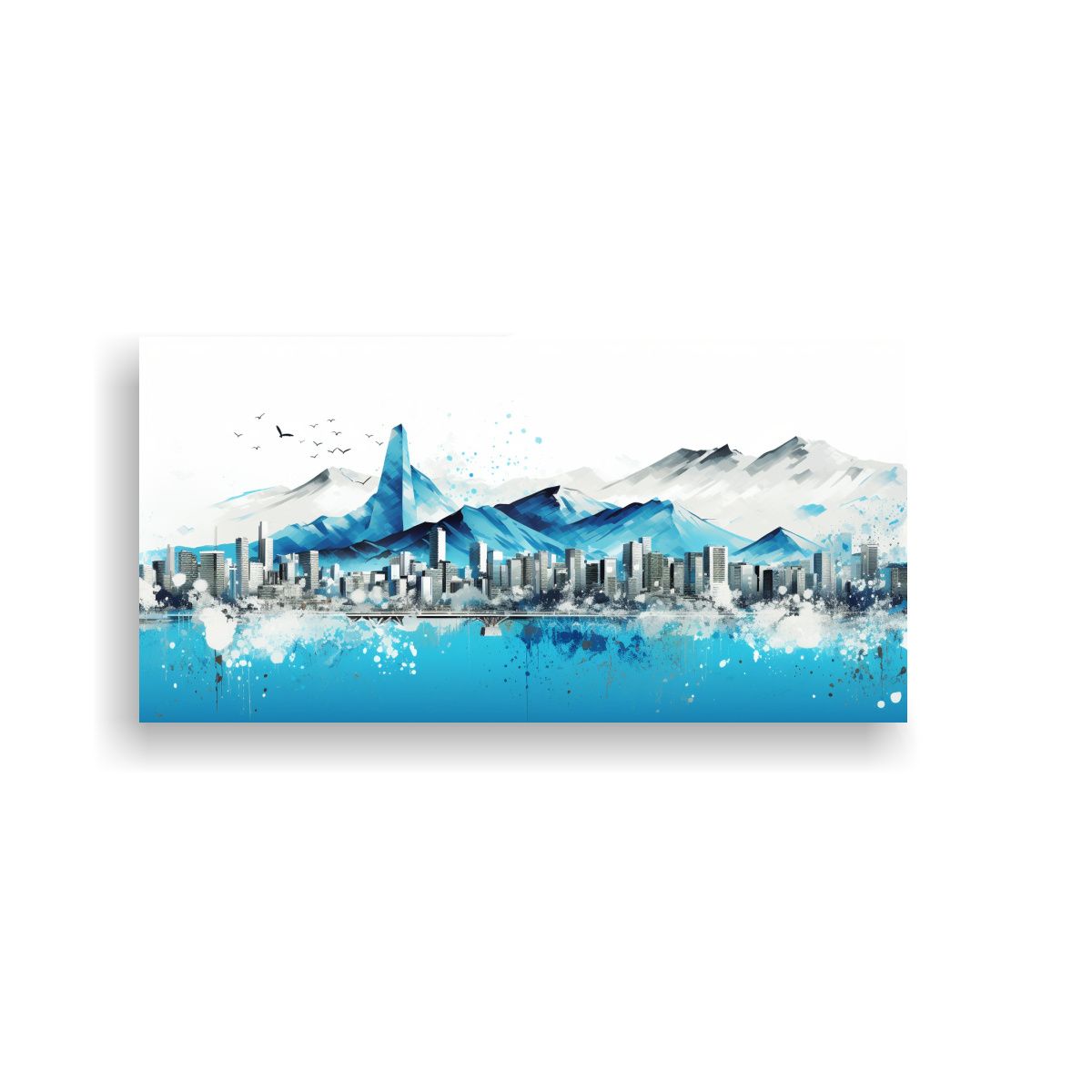 GENERICO - Cuadros Decorativos En Blanca Y Turquesa Para 80x40 Cm