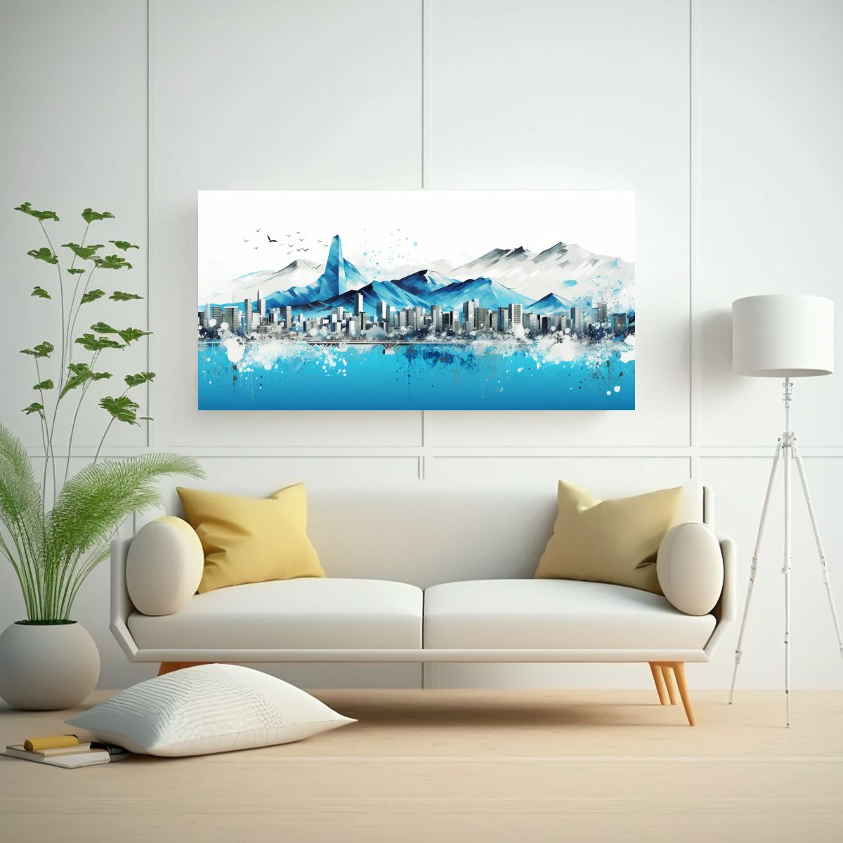 GENERICO - Cuadros Decorativos En Blanca Y Turquesa Para 80x40 Cm