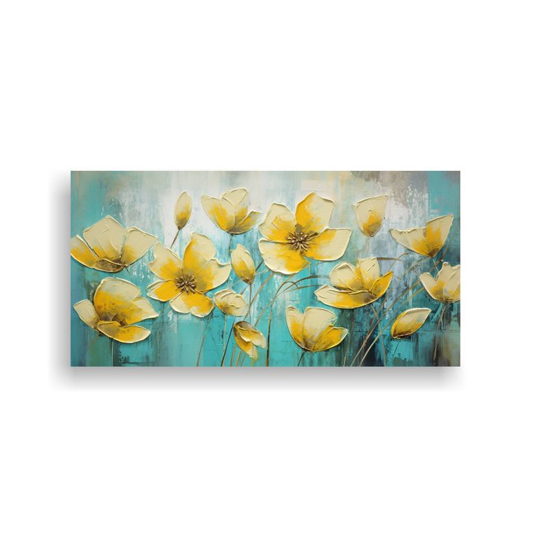 GENERICO - Cuadro Vintage Lineales Flores Amarillo Y 80x40 Cm