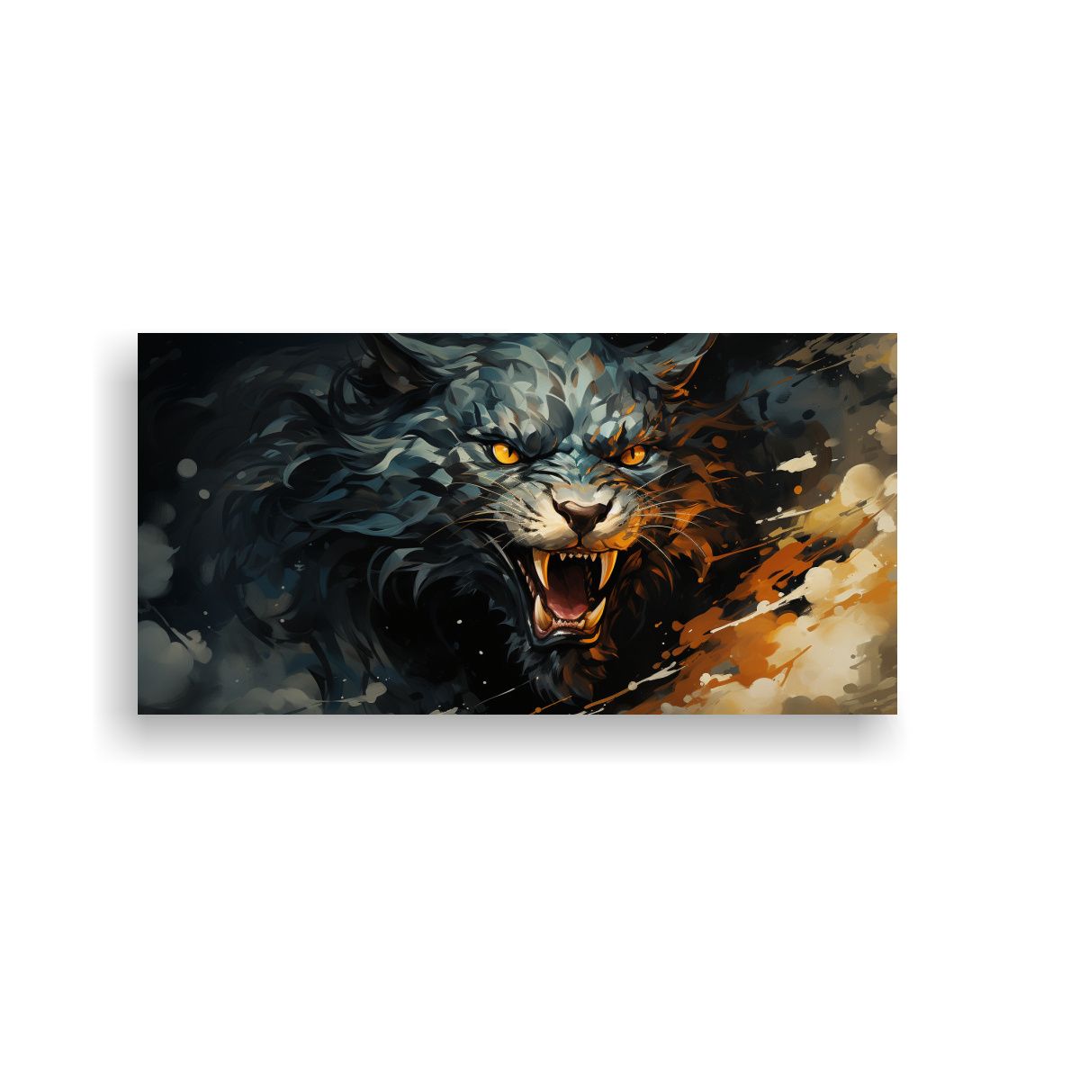 GENERICO - Cuadro Tema Profundidad Dragón En Oro Y Negro 80x40 Cm