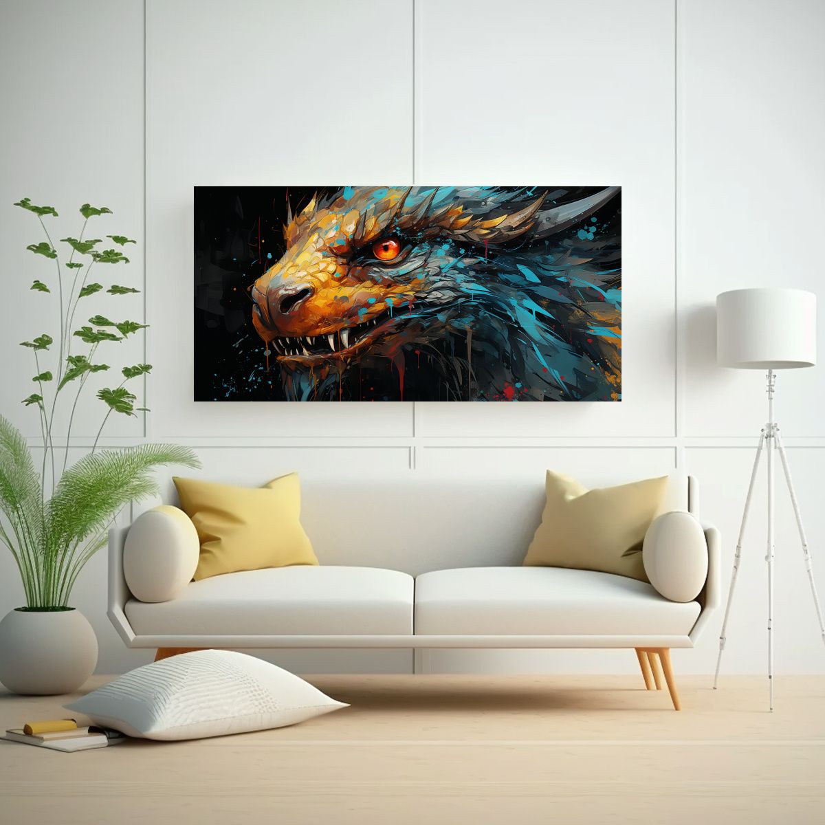 GENERICO - Lienzo De Tela Colores Mágico Dragón En 100x50 Cm