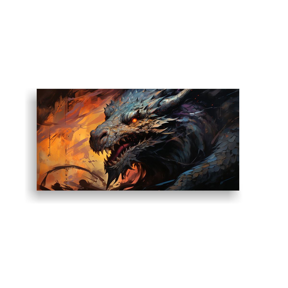 GENERICO - Pintura Decorativa Dragón En Colores Vibrantes 80x40 Cm