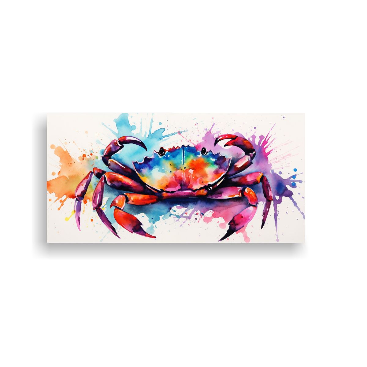 GENERICO - Cuadro Adorno Cangrejo Acuarela Colores Vivos 80x40 Cm