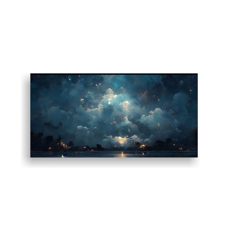 GENERICO - Pintura Abstracta Lienzo Luminoso Noche 100x50 Cm