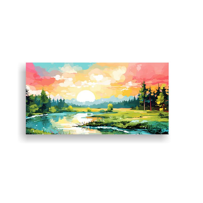 GENERICO - Paisaje Veraniego Con Colores Vibrantes Estilo 80x40 Cm