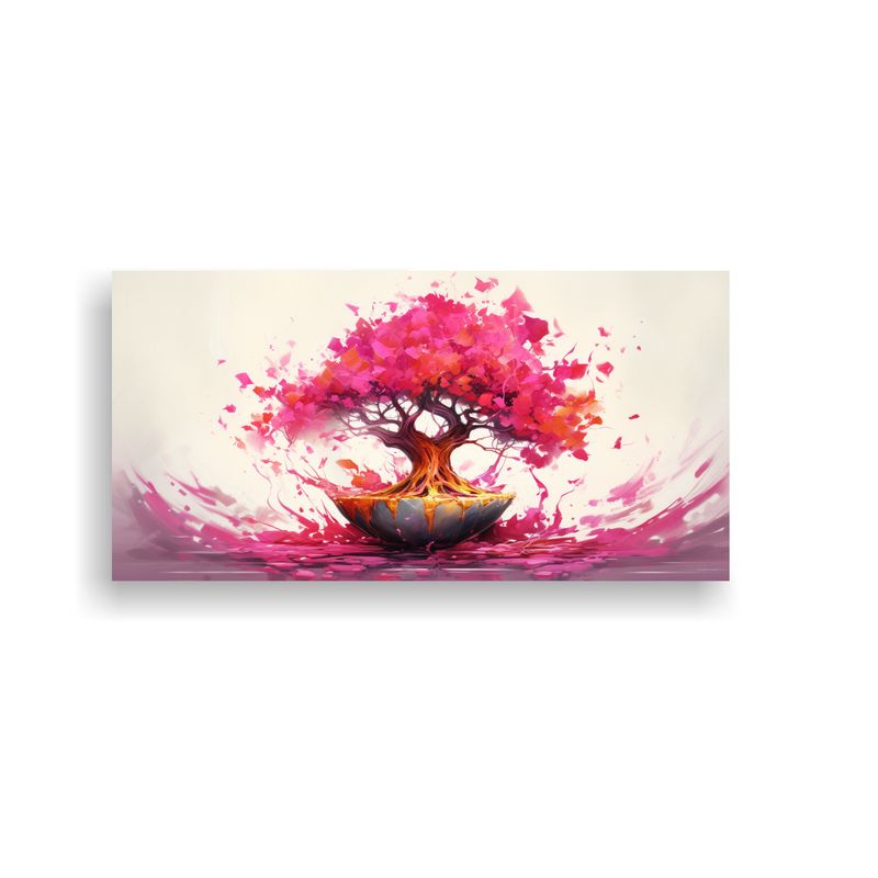 GENERICO - Pintura Abstracta En Lienzo De Colores Fucsia 60x30 Cm