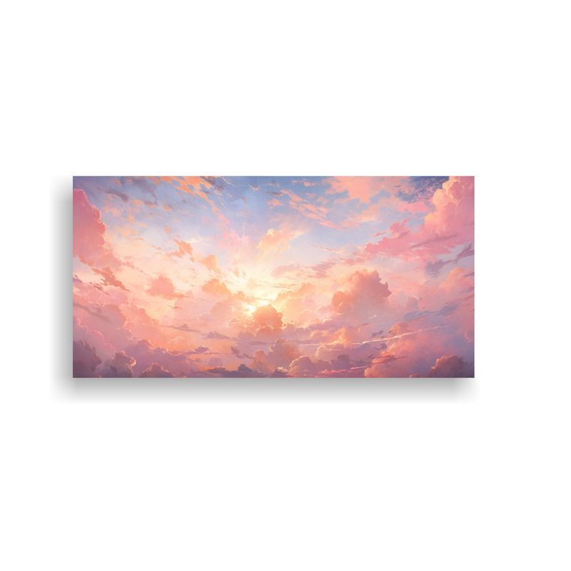 GENERICO - Pintura Abstracta Amanecer Con Colores Rosados 60x30 Cm