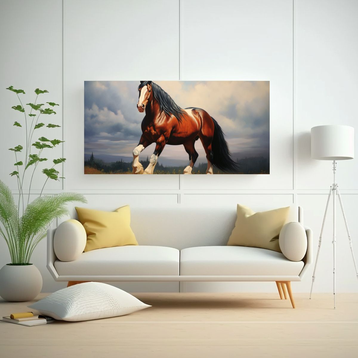 GENERICO - Cuadro Decorativo Interiores Caballo Clydesdale 60x30 Cm