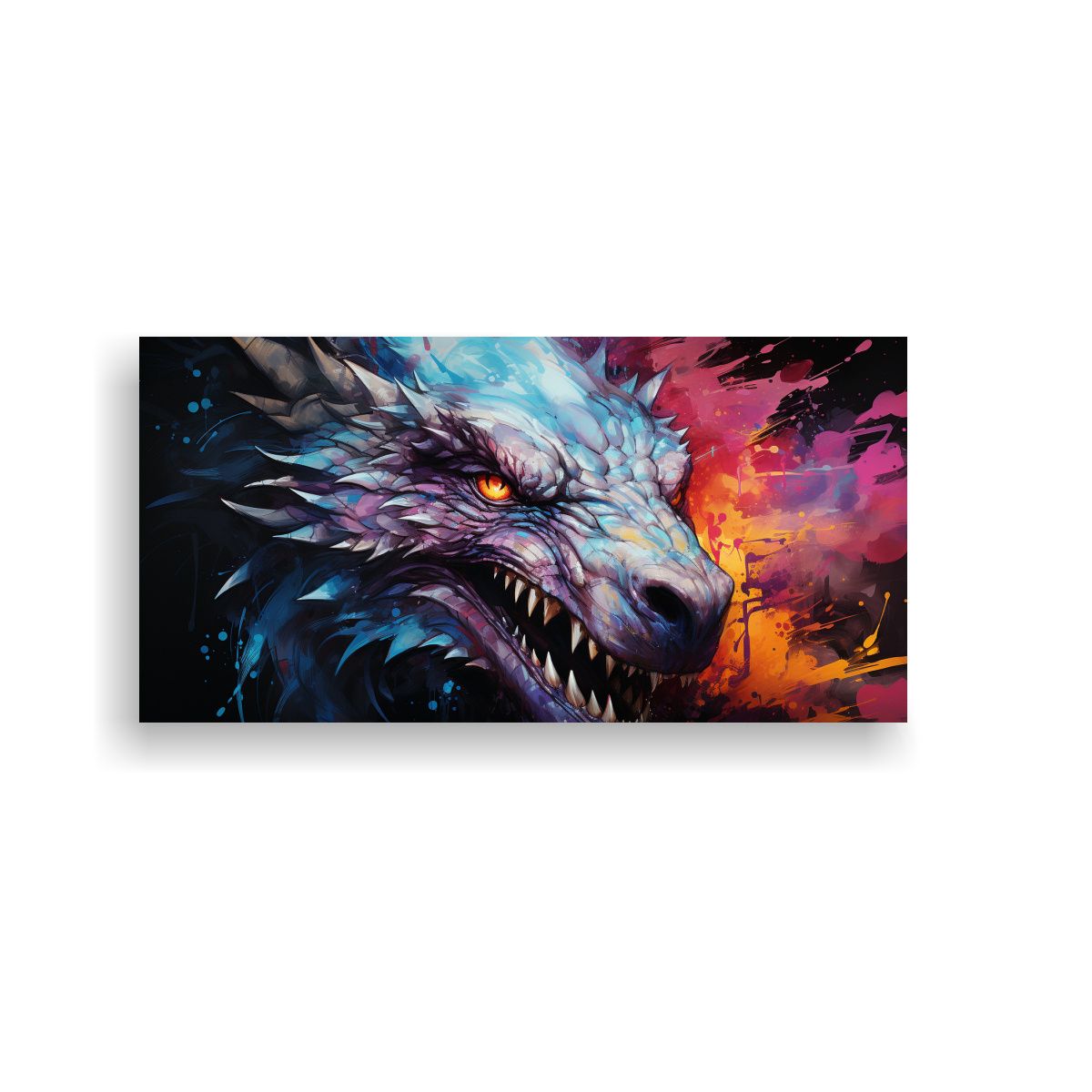 GENERICO - Cuadro Venta Dragón En Colores Vibrantes Y 80x40 Cm
