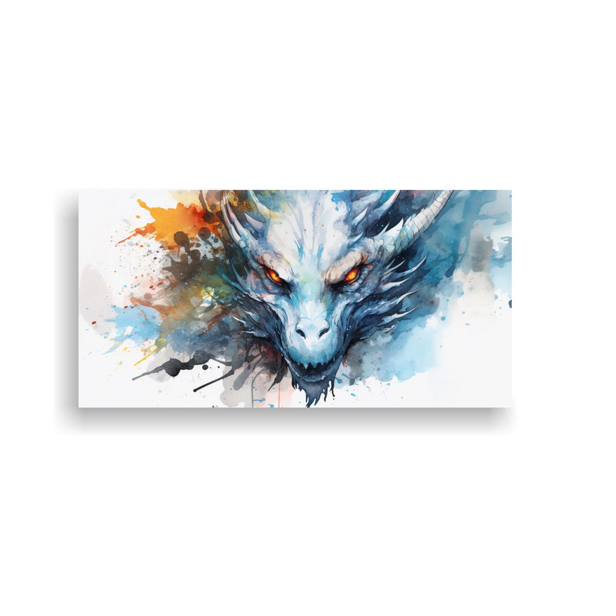 GENERICO - Pintura Estilo Galería Dragón En Acuarelas Y 100x50 Cm