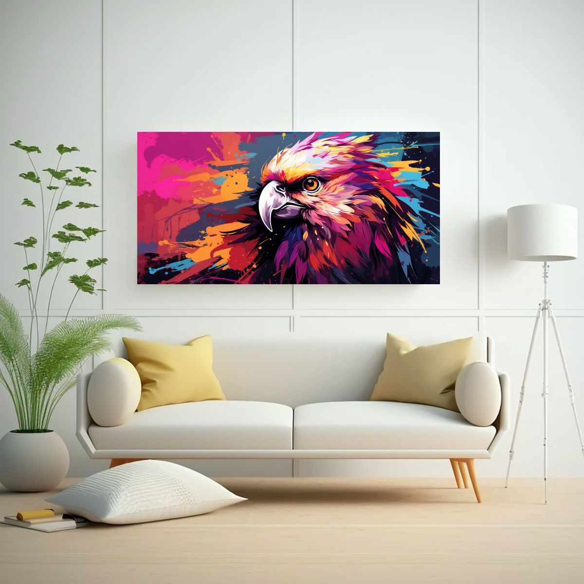 GENERICO - Pintura En Bastidor Cacatúa En Marrón Y 60x30 Cm