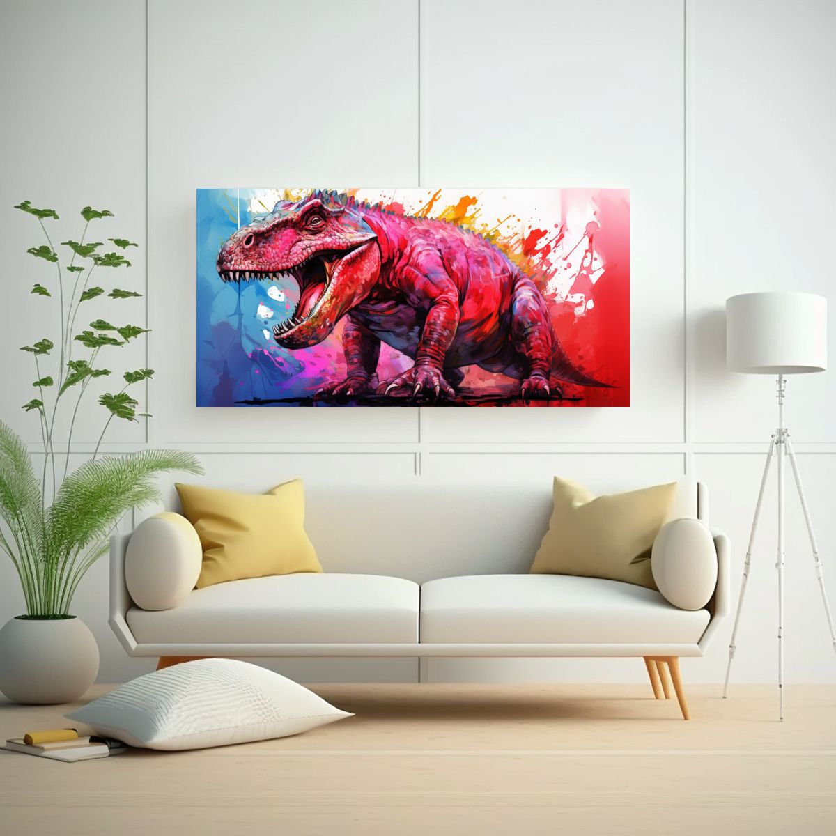 GENERICO - Cuadro Moderno Contraste Iguanodon En Colores 60x30 Cm