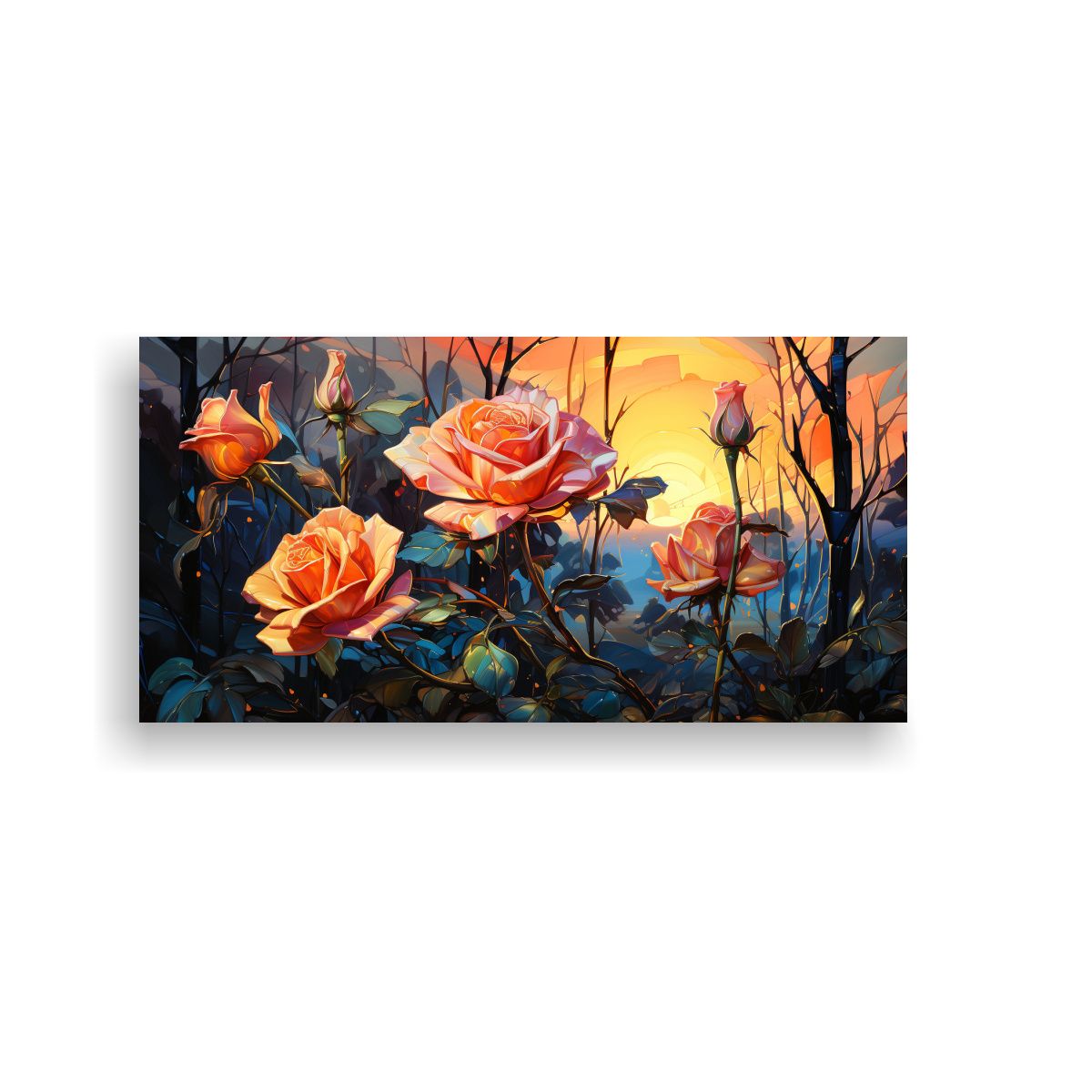 GENERICO - Cuadro Lienzo Diseño Calma Estilo Van Gogh Rose 80x40 Cm
