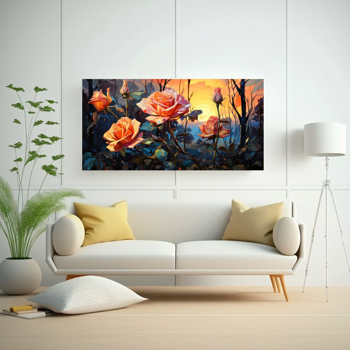 GENERICO - Cuadro Lienzo Diseño Calma Estilo Van Gogh Rose 80x40 Cm