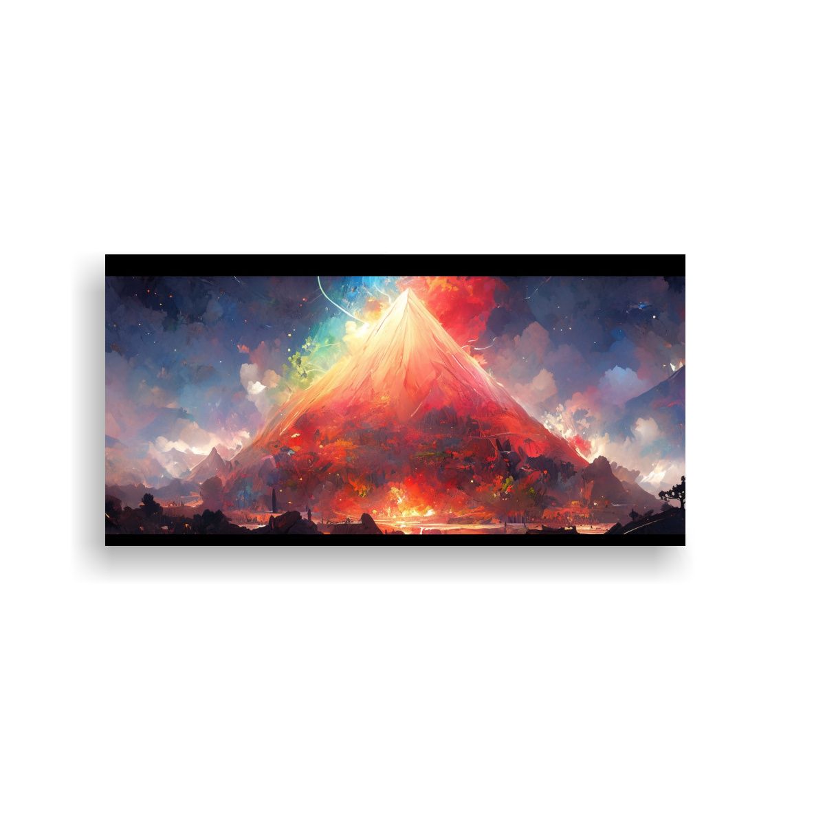 GENERICO - Pintura Abstracta De Colores Acuarela Volcán 60x30 Cm