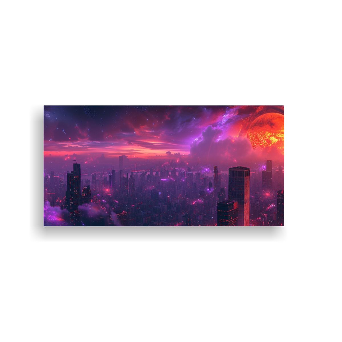 GENERICO - Futurista Paisaje Urbano Oscuro En Arte De Pared 80x40 Cm