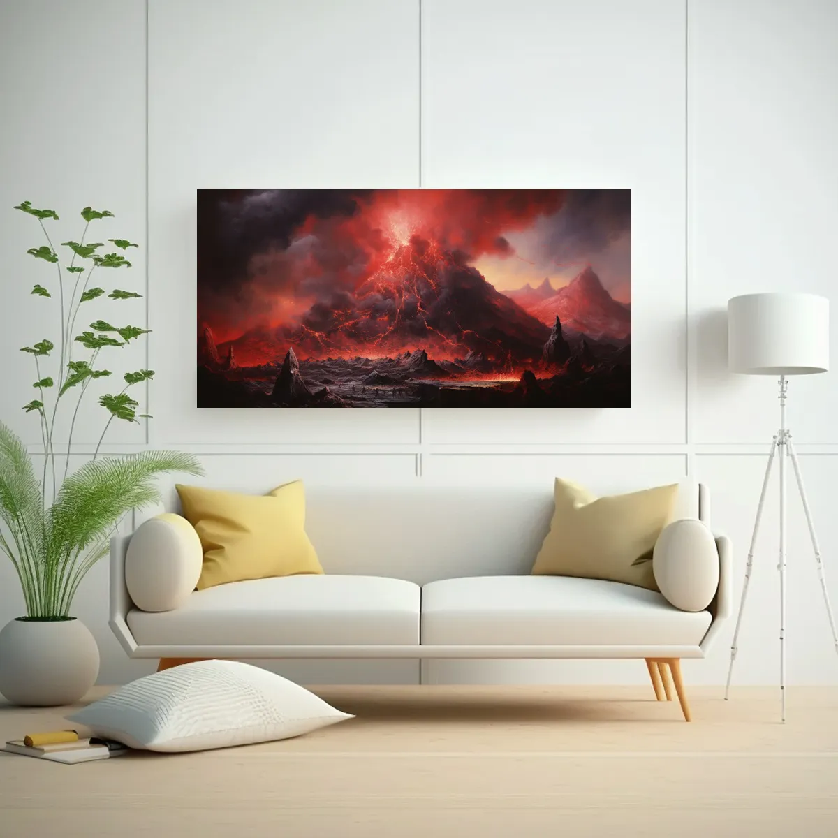 GENERICO - Pintura Abstracta De Volcán Con Colores Rojos En 100x50 Cm