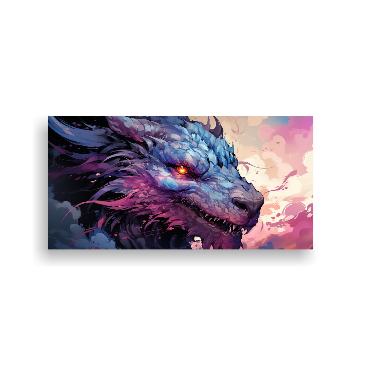 GENERICO - Pintura Decorativa De Pared Dragón En Tonos 80x40 Cm