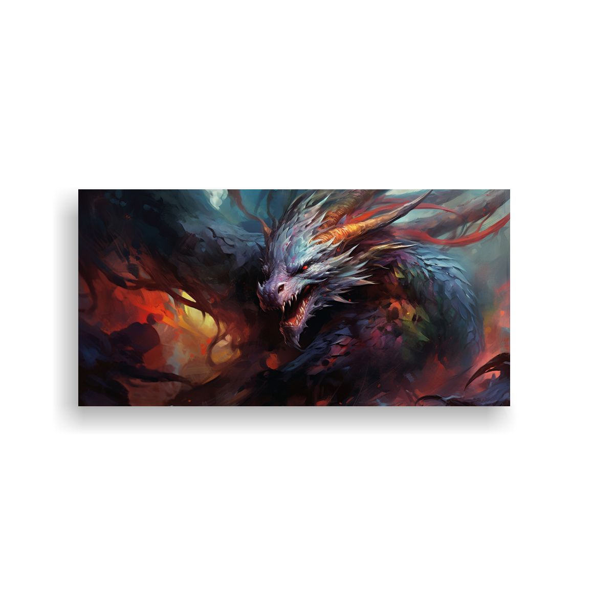 GENERICO - Cuadro Decorativo Dragón De Colores Estilo 80x40 Cm