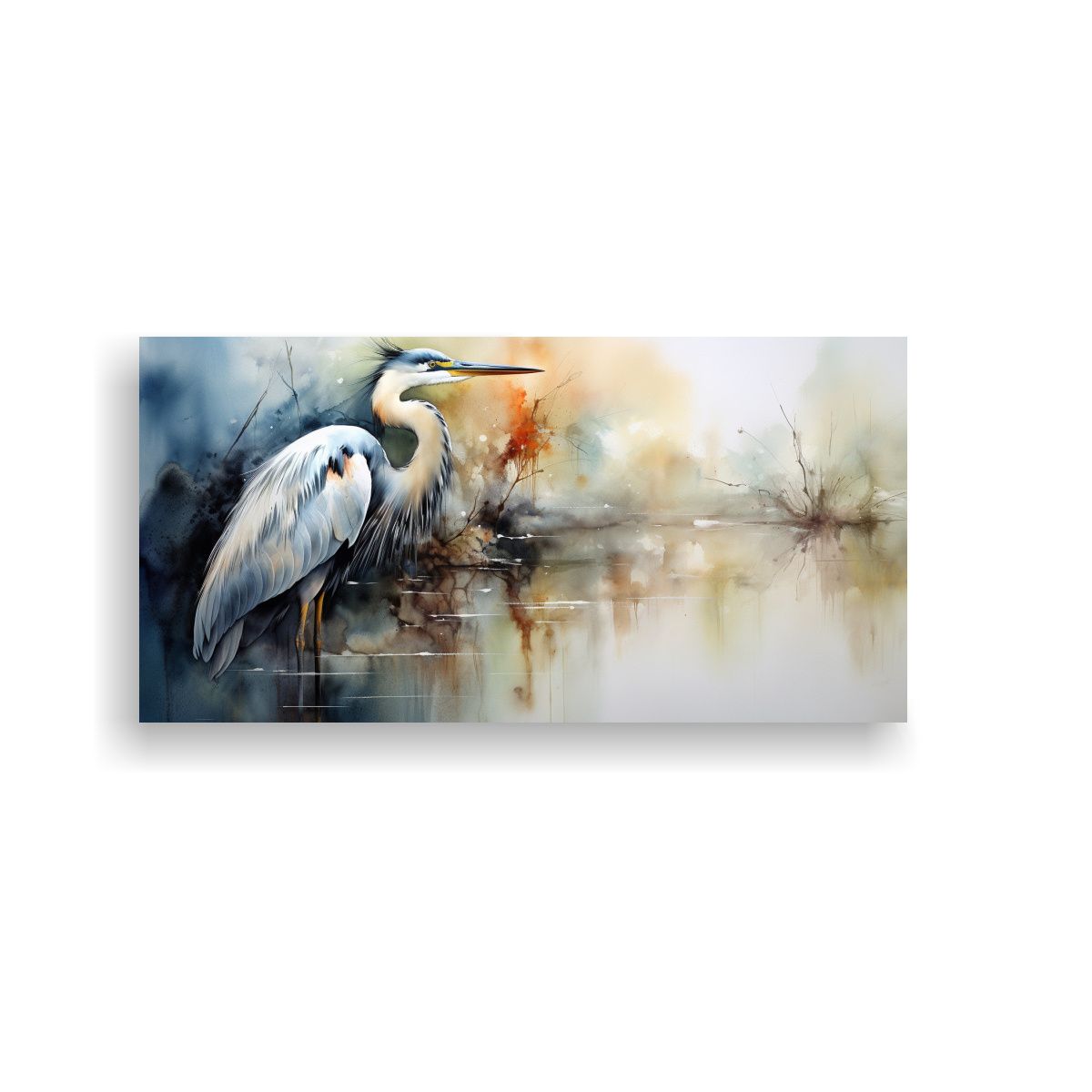 GENERICO - Cuadro De Salón Con Heron En Estilo De Pintura 80x40 Cm