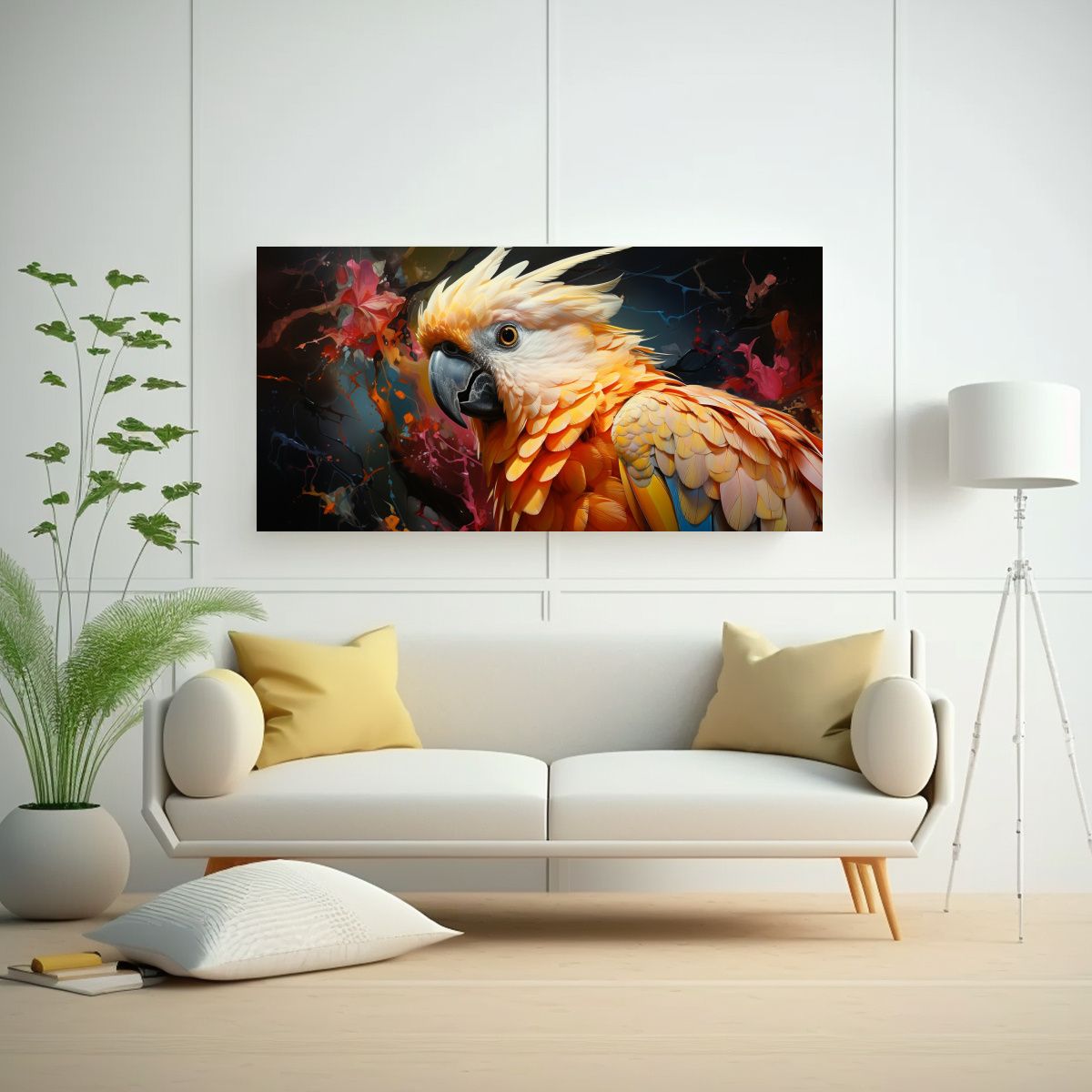 GENERICO - Cuadro Moderno Para Salón De Un Cacatúa En 60x30 Cm