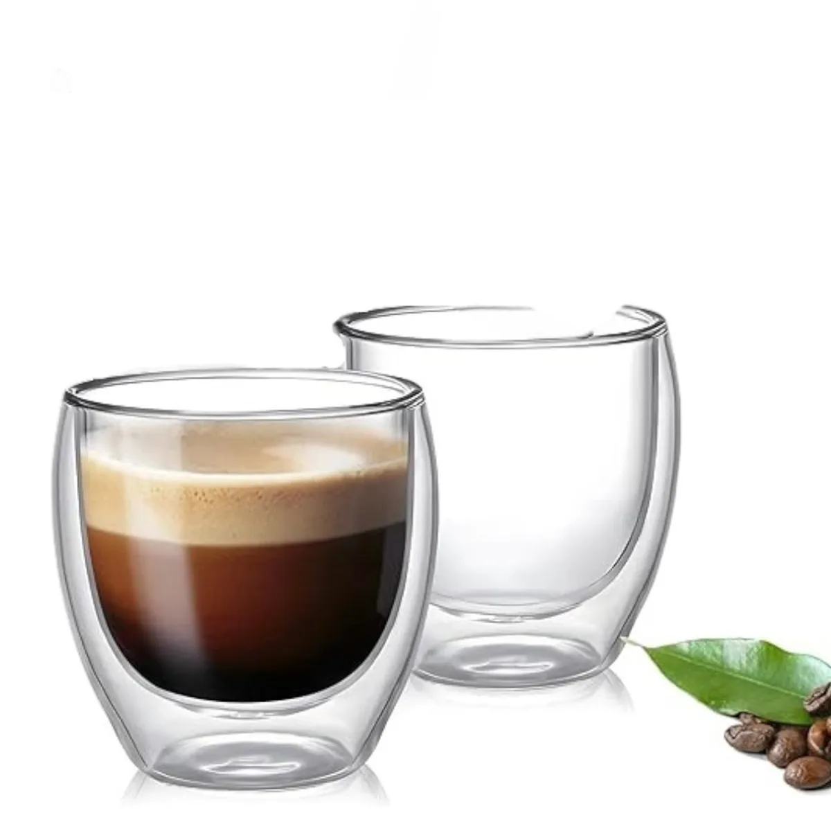 GENERICO - Taza Doble Vidrio 2 Tazas café Doble Vidrio Doble Pared 250 Ml