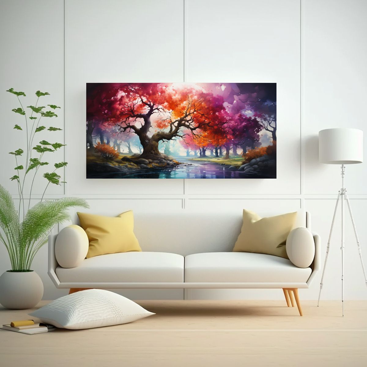 GENERICO - Pintura Abstracta De Un árbol De Abedul Con 80x40 Cm