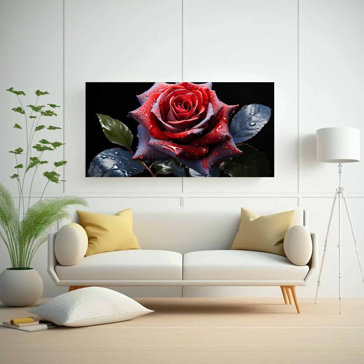 GENERICO - Cuadro Composición De Rosa Bonita Estilo Pop Art 80x40 Cm