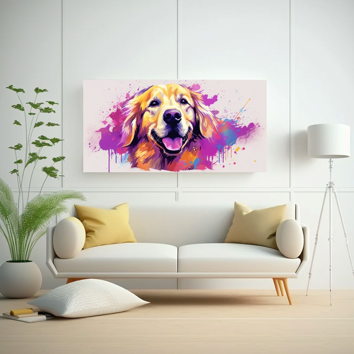 GENERICO - Pinturas Decorativas Modernas De Un Retriever En 80x40 Cm