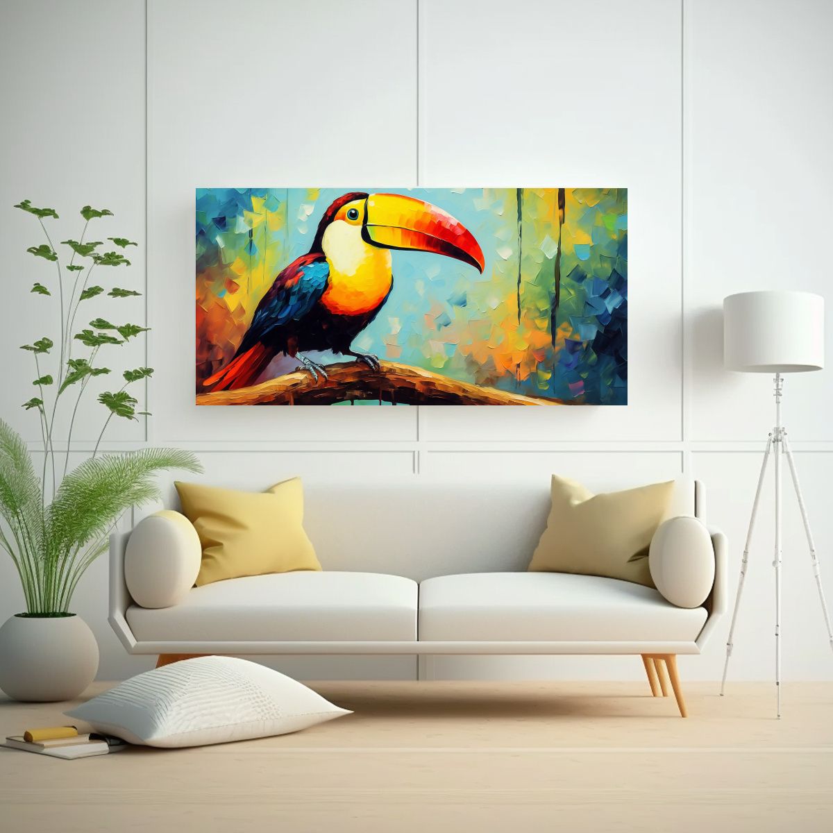 GENERICO - Cuadro Venta Personalidad Aves Tucanes Estilo 100x50 Cm