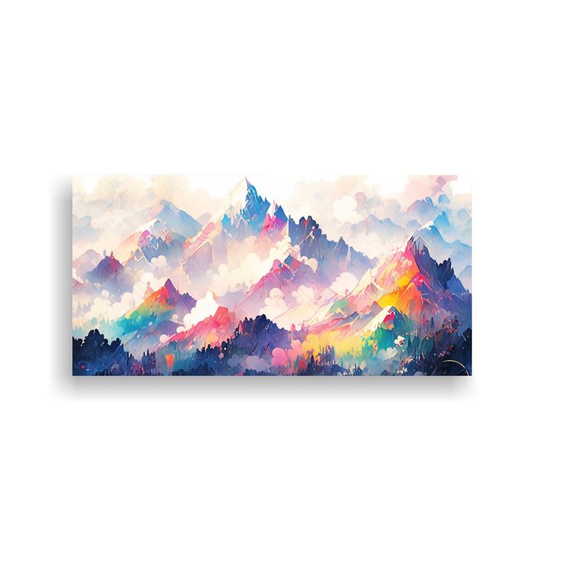 GENERICO - Cuadro Montañas Famosas Y Arcoíris Con Agua 80x40 Cm
