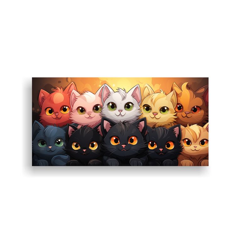GENERICO - Cuadro Multicolor De Felices Y Locos Gatos En Una 80x40 Cm