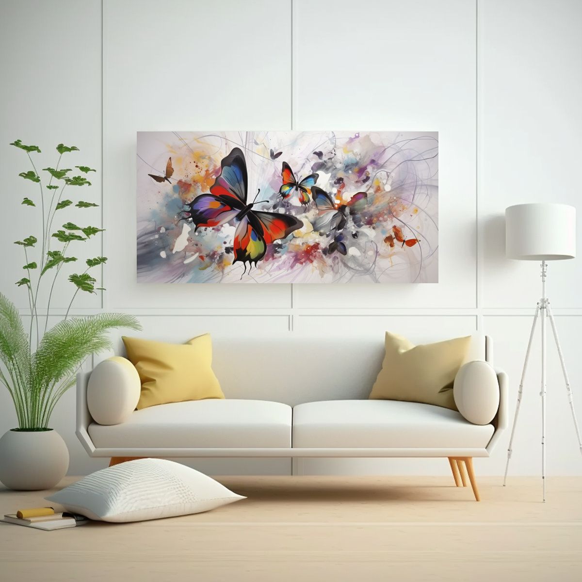 GENERICO - Pinturas Decorativas De Lienzo Con Mariposas 100x50 Cm