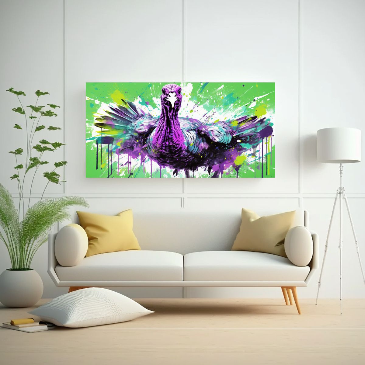 GENERICO - Cuadro Abstracto Para Oficina Con Pavos En 60x30 Cm