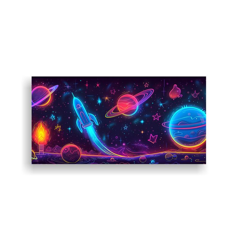 GENERICO - Cuadro Decorativo Con Impactante Luna Estrella 80x40 Cm
