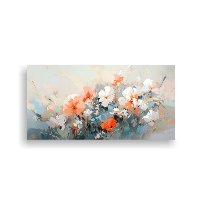 GENERICO - Pintura Decorativa Flores Pastel En Bastidor De 100x50 Cm