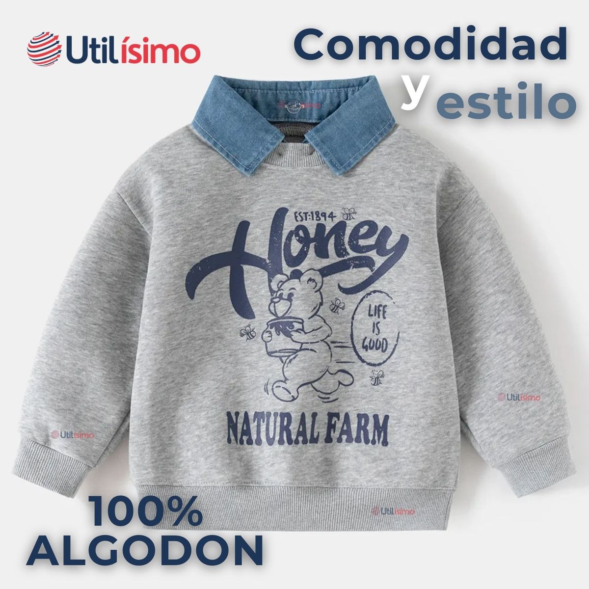 JUMP KIDS - Polerón Algodón Estilo Pique Manga Larga Niño Gris