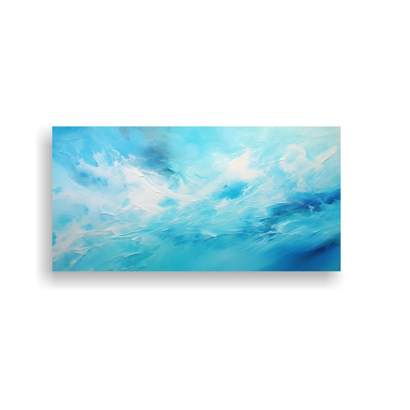GENERICO - Cuadro Abstracto Amanecer En Tonos Turquesa Para 80x40 Cm