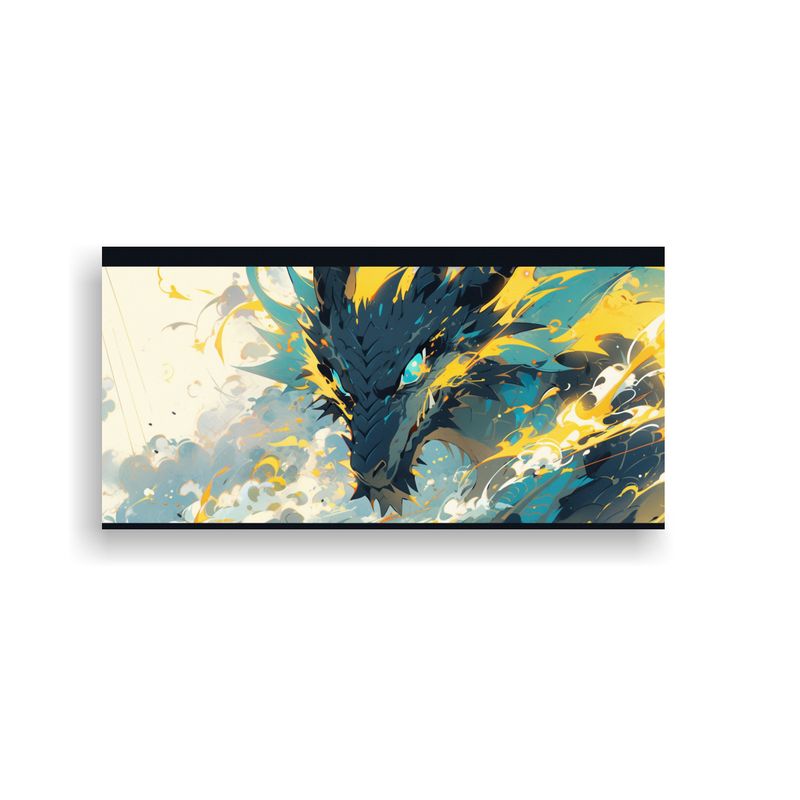 GENERICO - Cuadro Moderno En Bastidor Dragón Amarillo Y 60x30 Cm