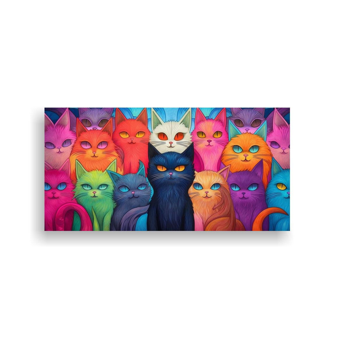 GENERICO - Pintura De Colores De Gatos Por Tom Harvey En 100x50 Cm