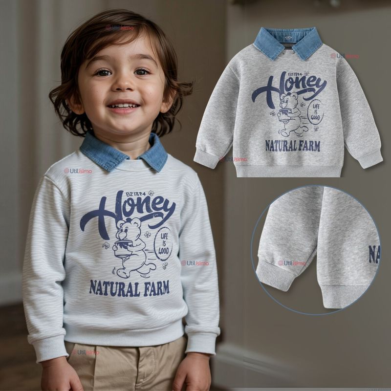 JUMP KIDS - Polerón Algodón Estilo Pique Manga Larga Niño Gris