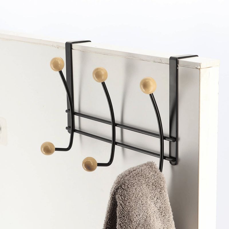 HOMESTAR - Colgador Perchero Sobrepuerta 3 Ganchos Negro