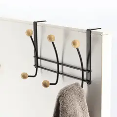 HOMESTAR - Colgador Perchero Sobrepuerta 3 Ganchos Negro