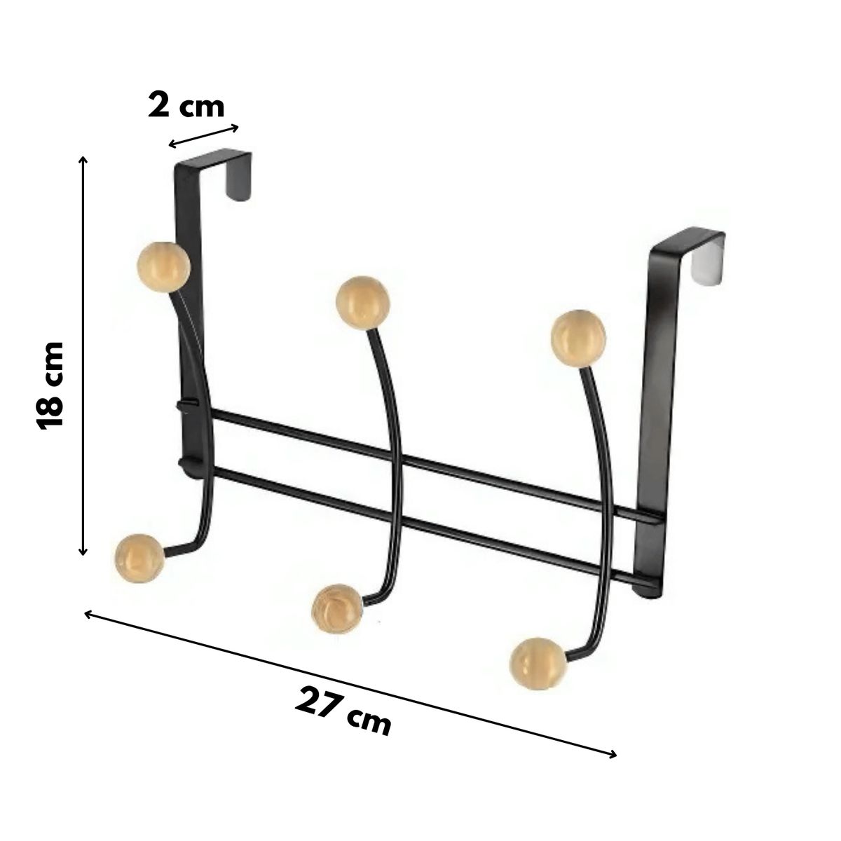 HOMESTAR - Colgador Perchero Sobrepuerta 3 Ganchos Negro