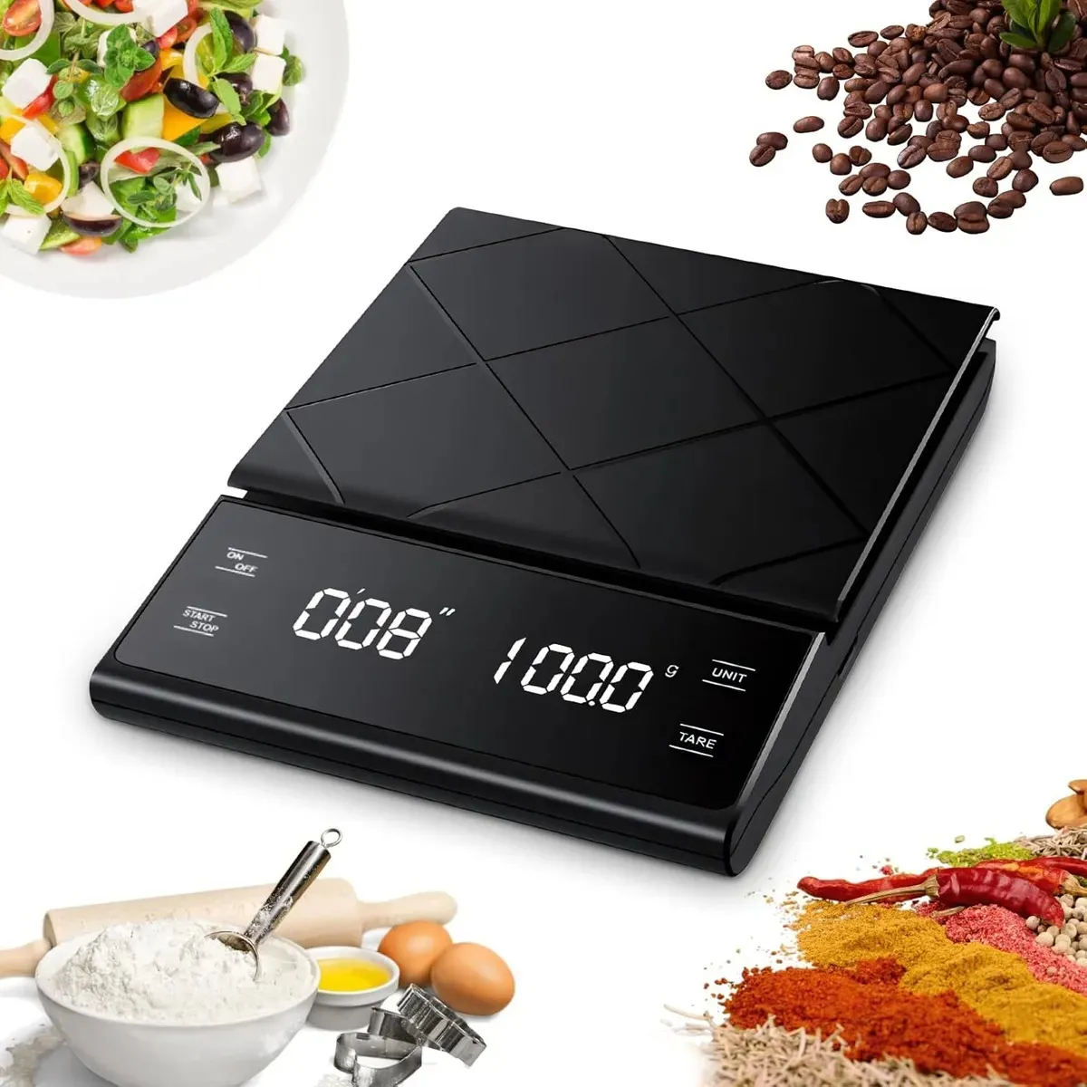 EVERSO - Báscula Digital De Cocina Con Función Temporizada 01g5kg