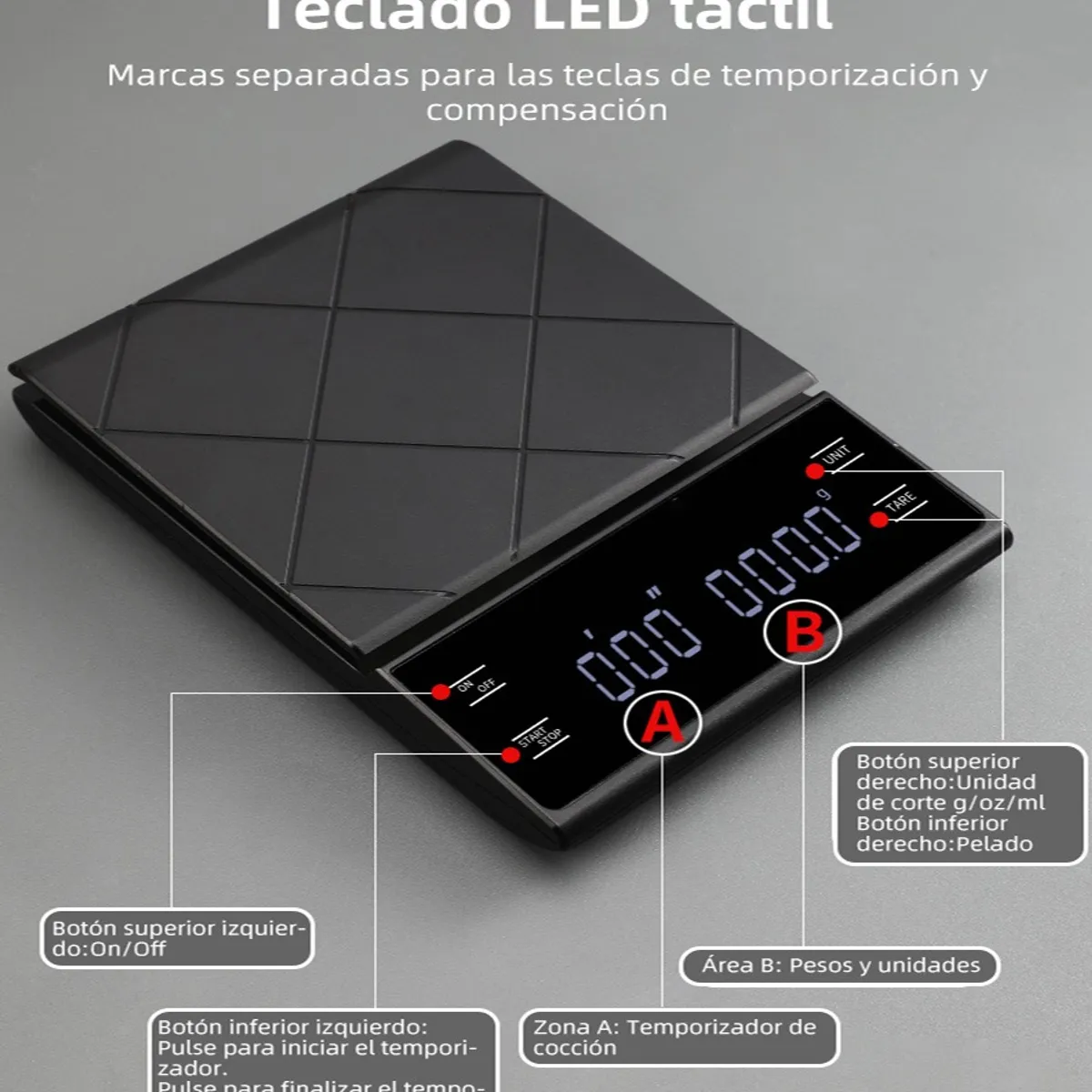 EVERSO - Báscula Digital De Cocina Con Función Temporizada 01g5kg