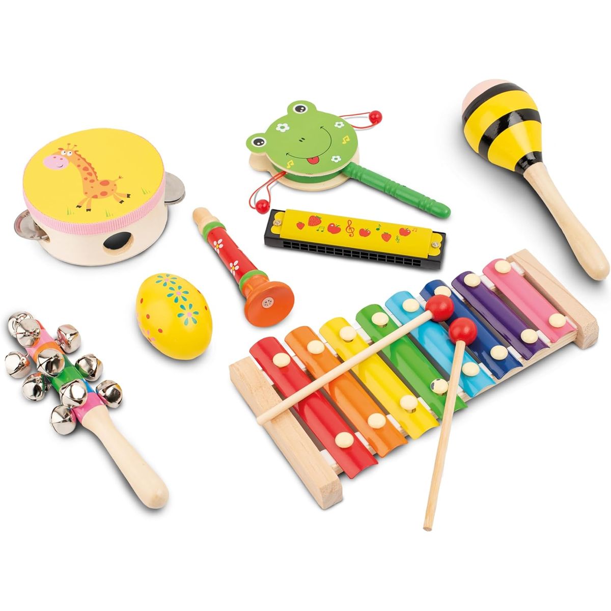 KUANGYE - Instrumentos Musicales Percusión De Madera Para Niños 8pcs