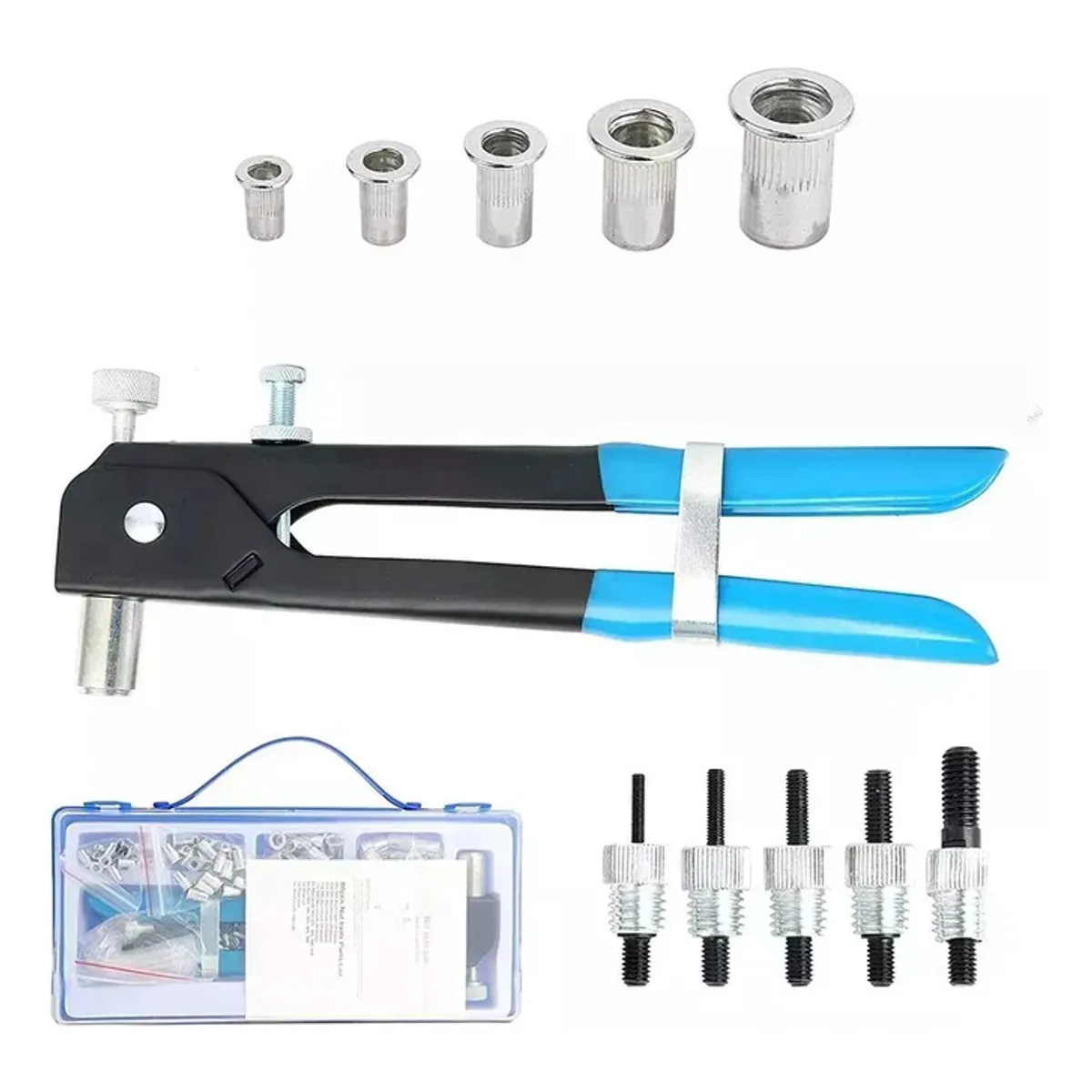 GENERICO - Kit Remachadora Tuerca 86 Piezas M3 A M8 Remache Ciego