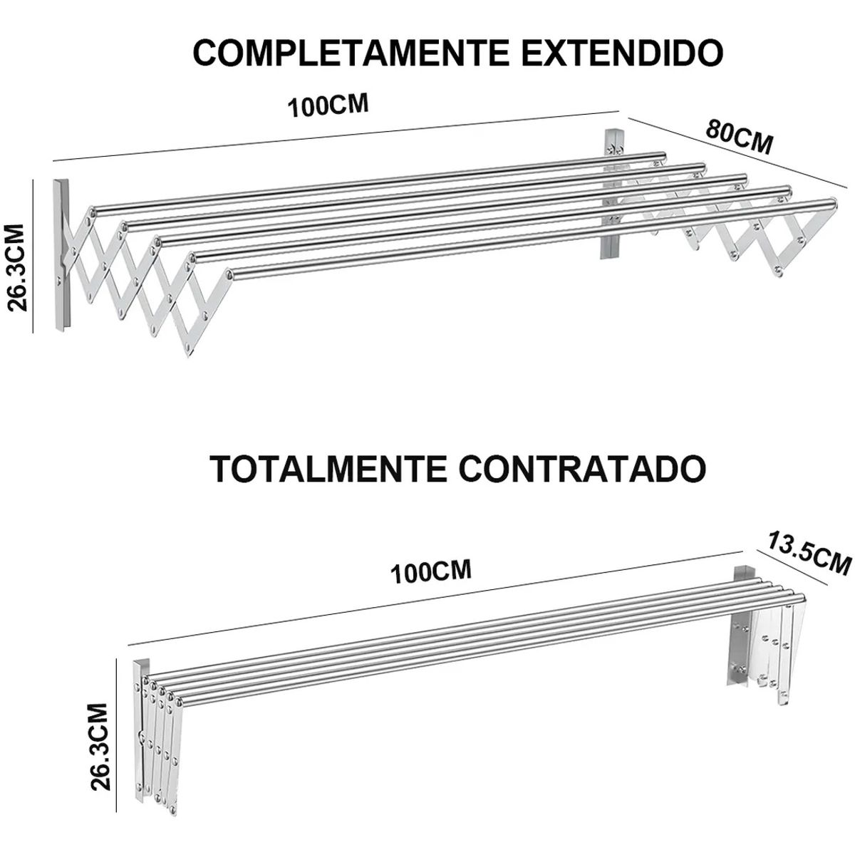 KUANGYE - Tendedero De Ropa Tendedero Plegable Aluminio 100x80cm