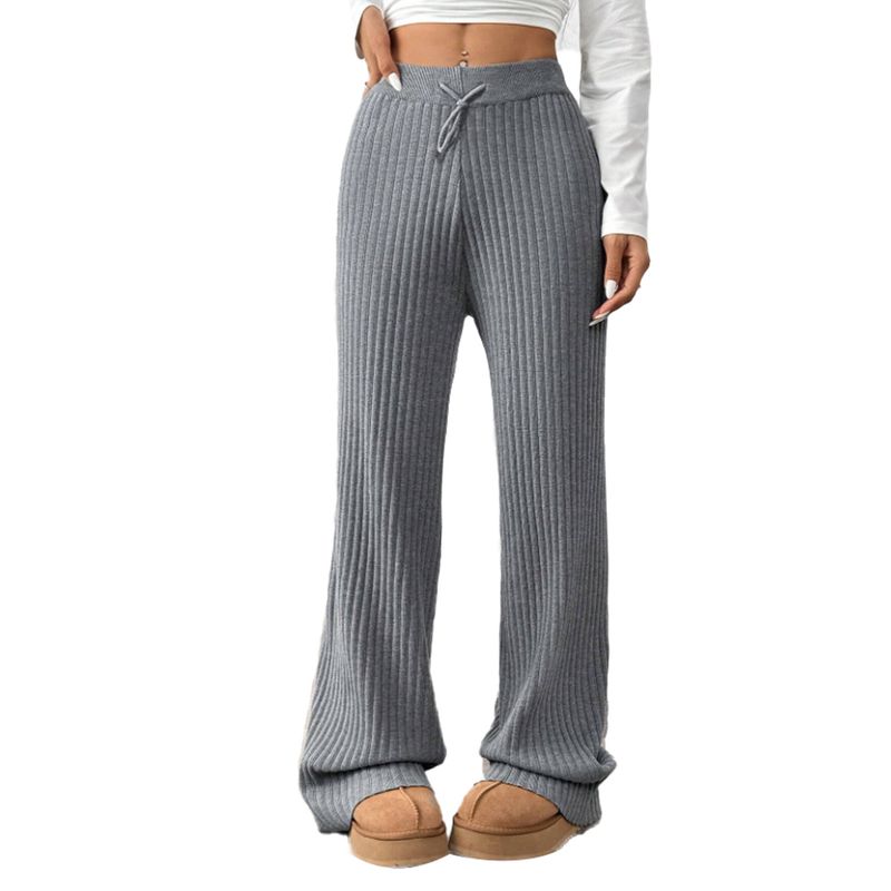 AGW - Pantalón Lanilla Tejido Palazzo Tiro Alto Elasticados Wide Leg